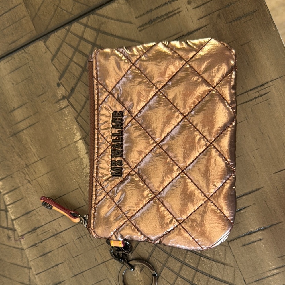 MZ Wallace Metallic Quilted Keychain Pouch